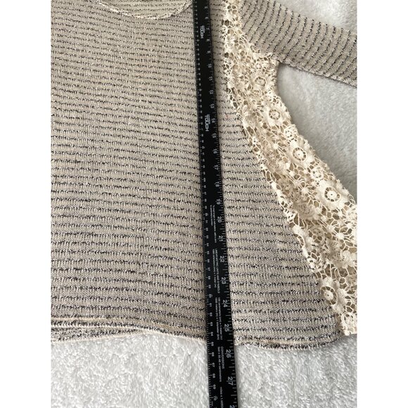 Blu-Pepper Womens Striped Lace Accent Top Size M - Picture 9 of 11